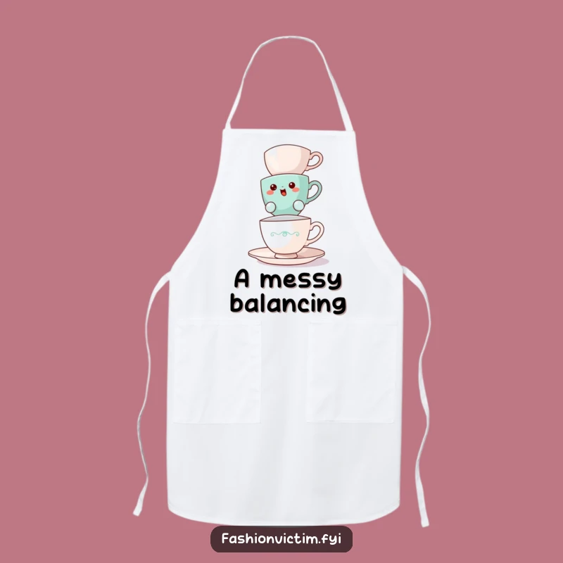 Funny Teacup Balancing Apron: Keep Clean While Juggling Life's Tasks