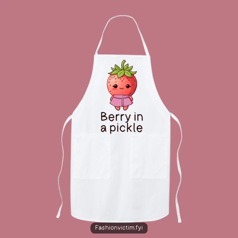 Funny Shy Strawberry Ripped Dress Apron - Kitchen Humor, Perfect Gift