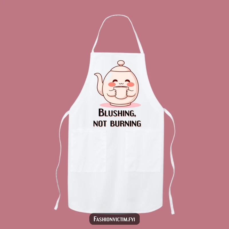 Funny Shy Teapot Apron, Cook with Charm and a Blushing Smile!