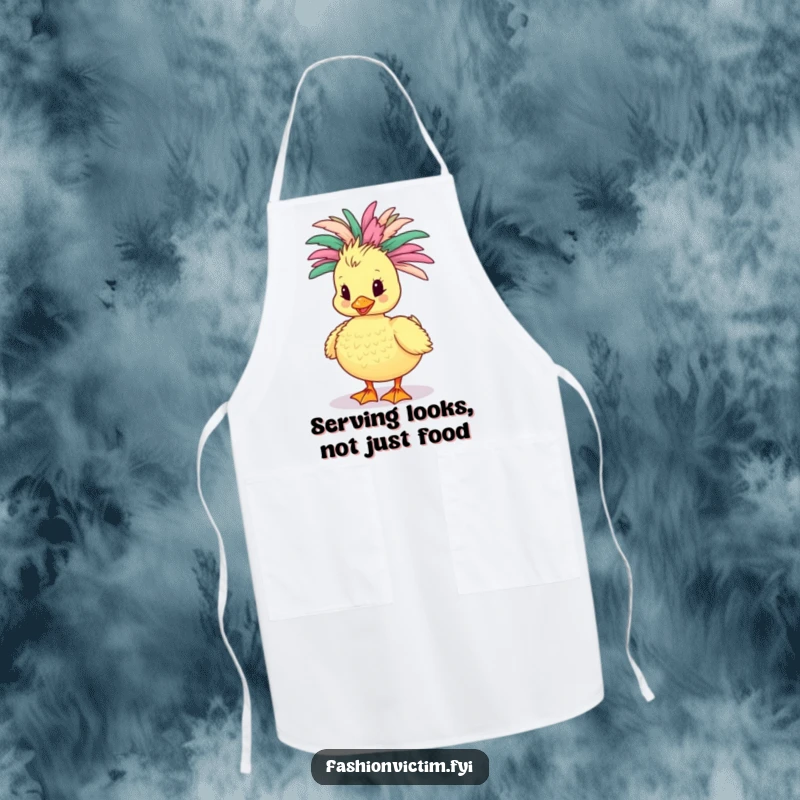 Funny Duckling Apron: A stylish duckling wears a flamboyant, feathery boa, ready to add sparkle to any kitchen task.