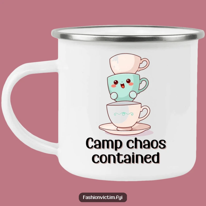 Funny Teacup Balancing Camping Mug: Sip and Juggle Adventures with Humor