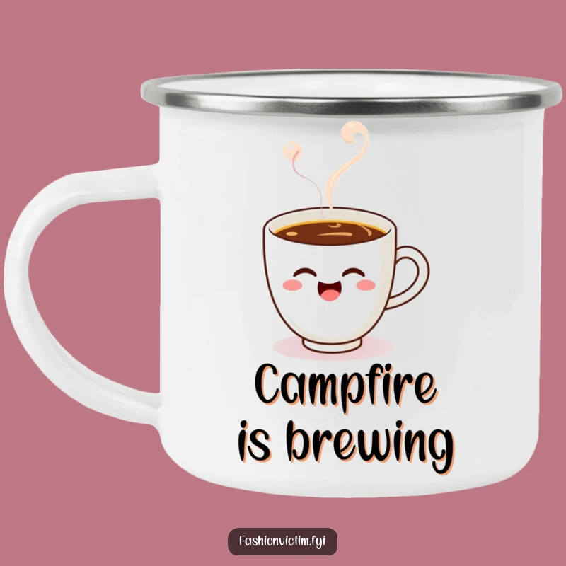 Funny Kawaii Coffee Cup Camping Mug - Fuel Your Adventures with a Wink!