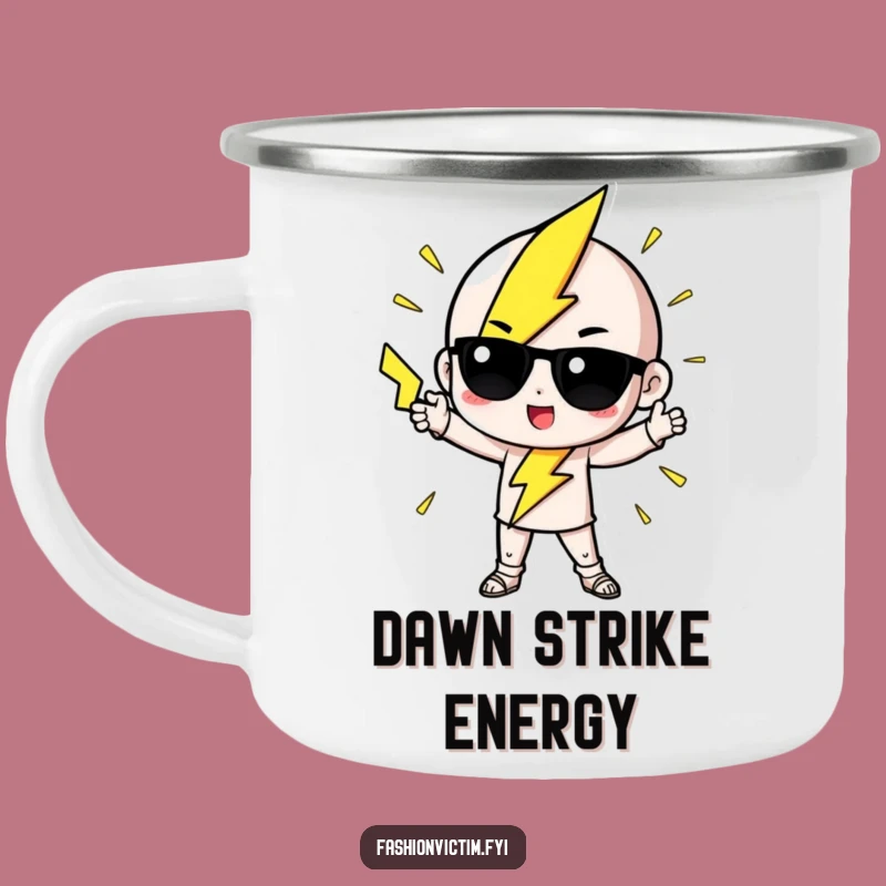 Funny Lightning Camp Mug: Electric Pose Adventure