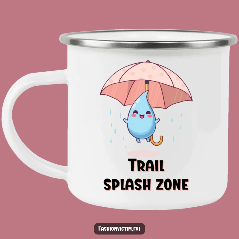 Funny Raindrop Camping Mug: Playful Umbrella Adventure