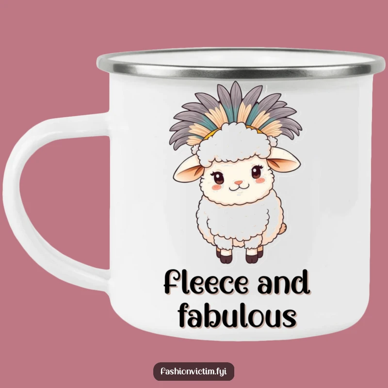 Funny Sheep Feather Hat Camping Mug: Sip and Giggle on Outdoor Adventures