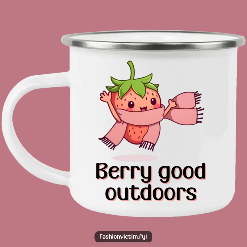 Funny Strawberry Scarf Camping Mug - Hilarious Outdoor Style for Fruit Fans!