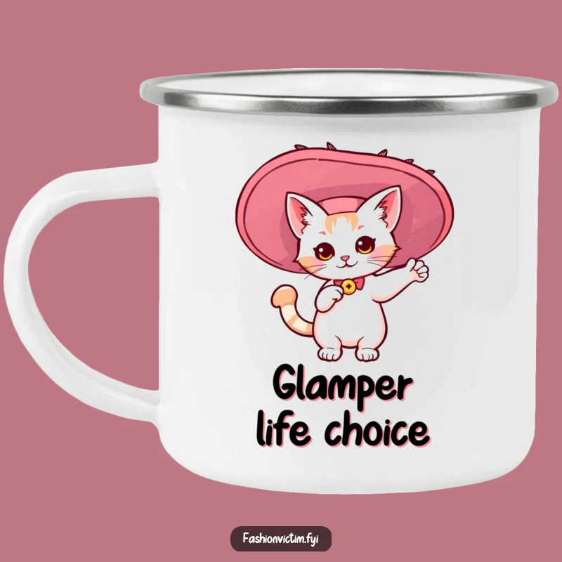 Funny Kawaii Cat Hat Camping Mug - Hilarious Outdoor Style for Cat Fans!