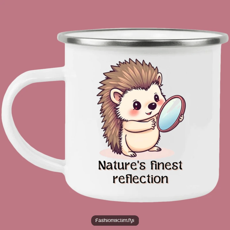 Adventure-Ready Funny Hedgehog Mirror Camping Mug