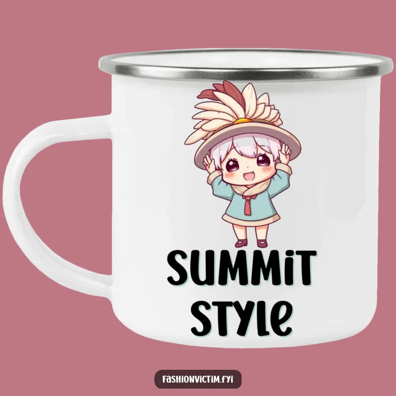 Funny Camping Mug: Feathered Hat Enthusiast's Companion for Grand Adventures