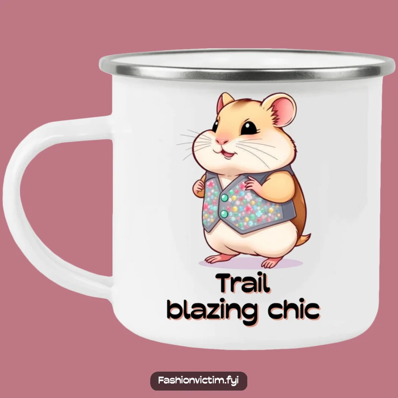 Funny Hamster Vest Camping Mug: Tiny Style Adventure - Outdoor Gift