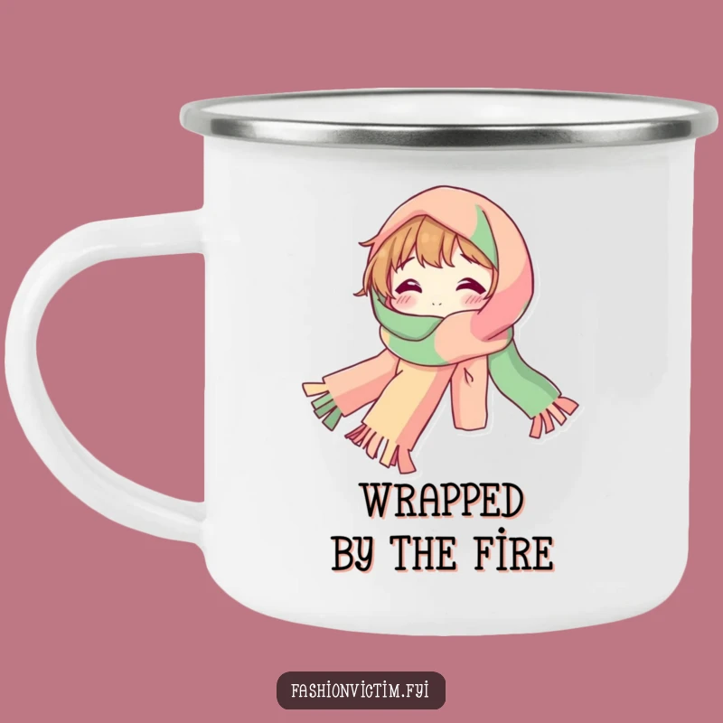 Funny Bubbly Camp Mug: Colorful Scarf Adventure