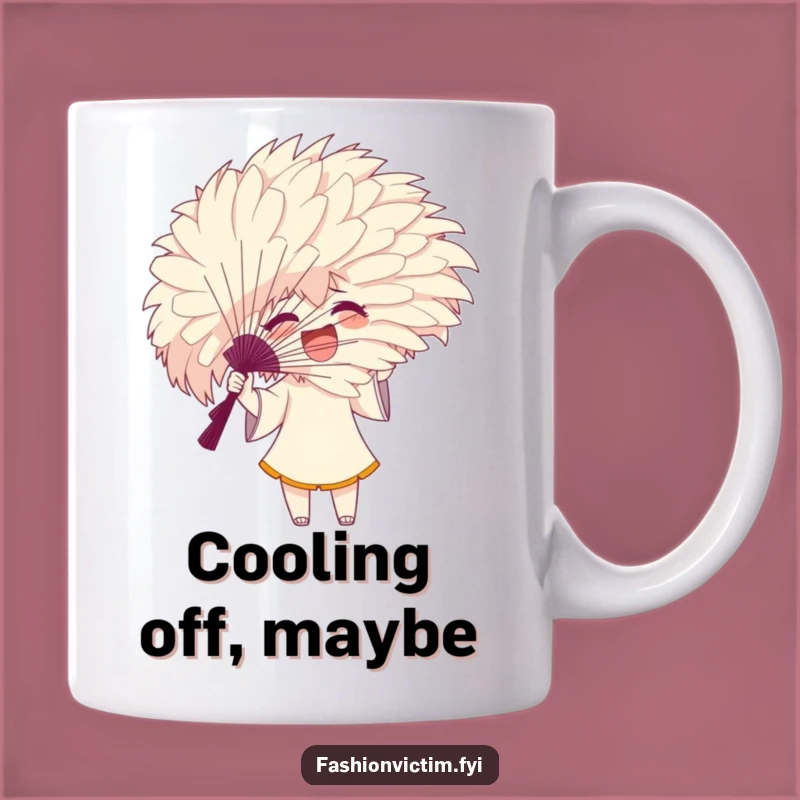 Funny Fan Gesture Mug, Enthusiastic Character Hiding Humor Gift