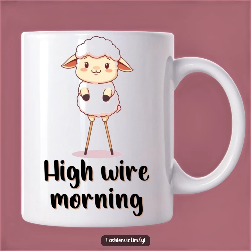 Funny Sheep Stilts Mug: Hilarious Farm Animal Balancing Act Gift
