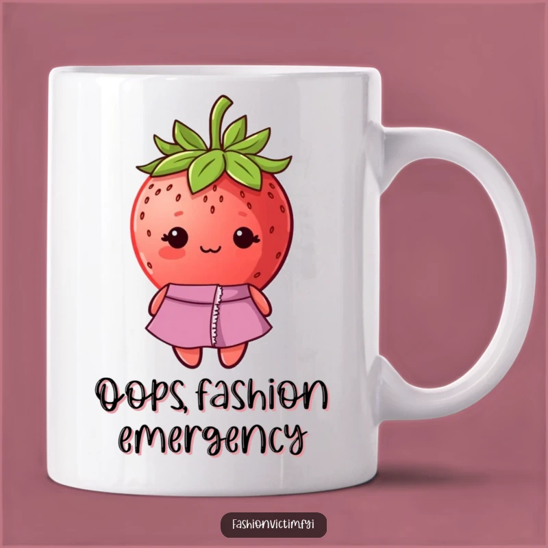 Funny Shy Strawberry Ripped Dress Mug - Perfect Gift for Fashion Fails