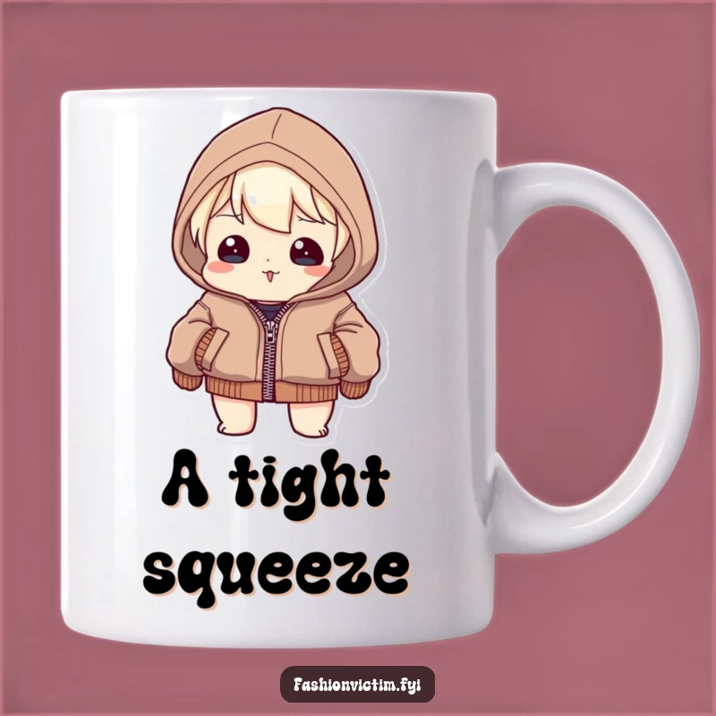 Funny Struggle Mug: Too Small Jacket Character, Perfect Funny Gift for Tight Situations