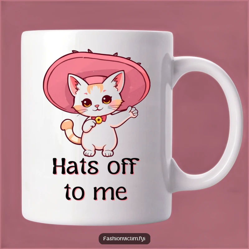 Funny Kawaii Cat Hat Mug - Hilarious Gift for Cat Lovers & Fashionistas!