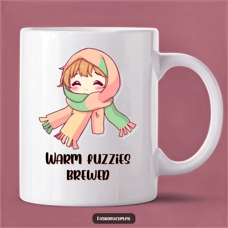 Funny Bubbly Scarf Mug: Long Colorful Character Gift