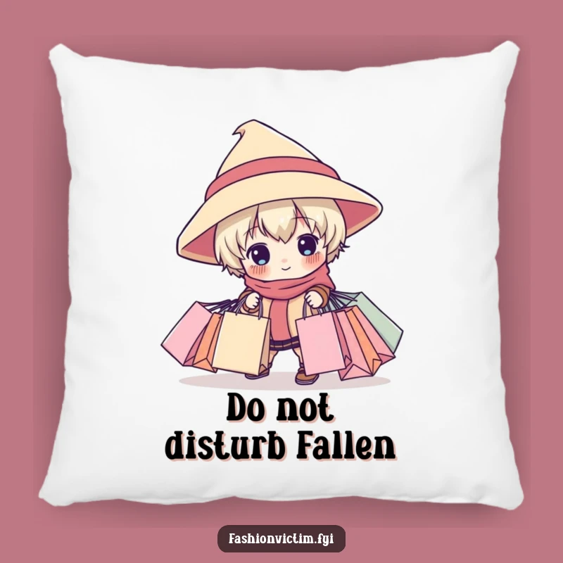 Funny Tripping Shopper Pillow: Child in Big Hat, a Comfy Funny Gift for Couch Cuddles