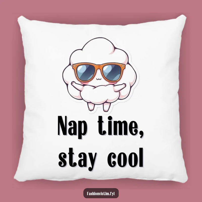 Funny Cloud Sunglasses Pillow: Confident Character for Cozy Comfort