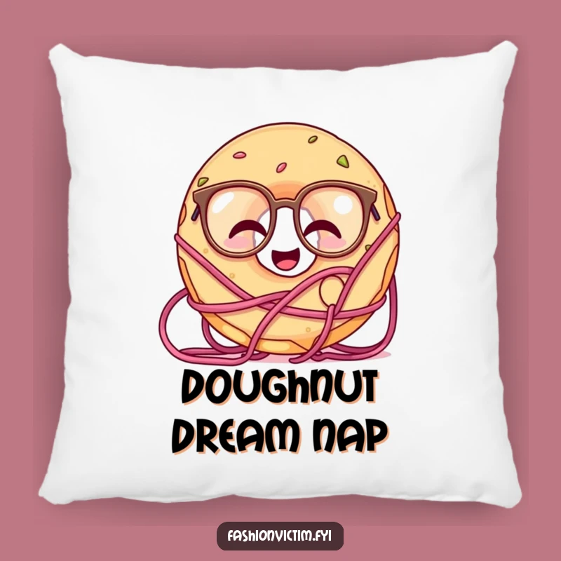 Funny Giggling Doughnut Glasses Yarn Pillow - Soft Comfort, Humorous Accent