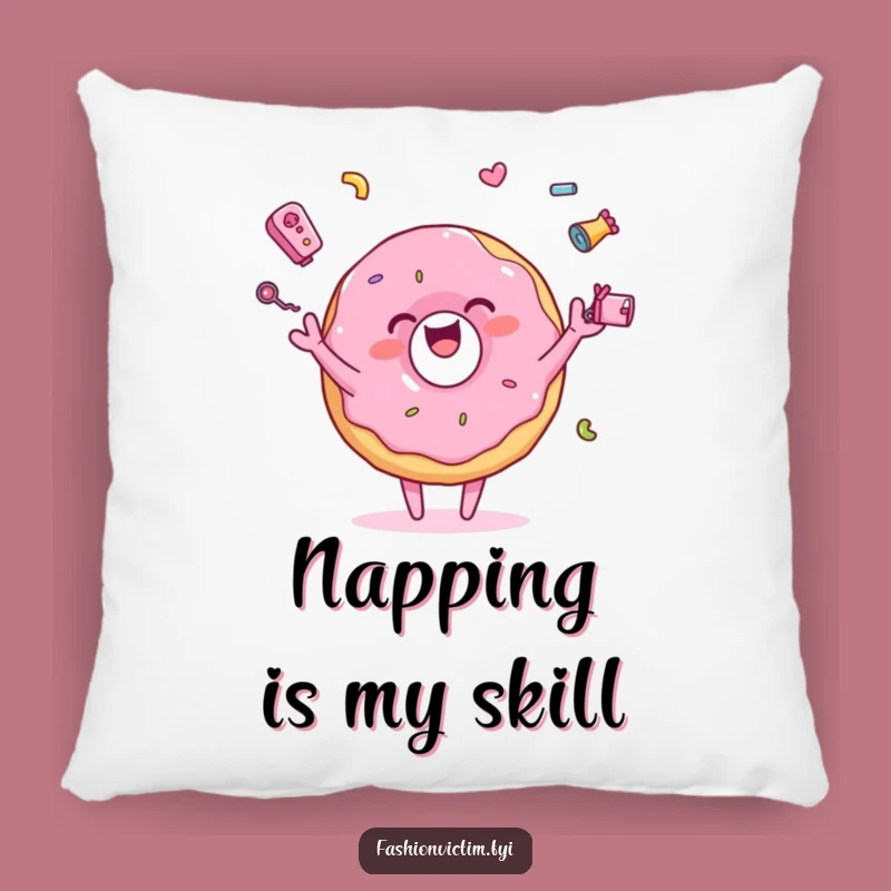 Funny Juggling Donut Pillow: Colorful Character Comfort