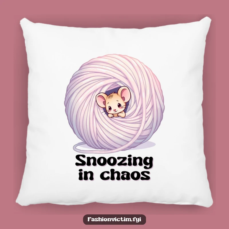 Funny Mouse Yarn Pillow: Cozy Comfort with a Comical Crafting Calamity