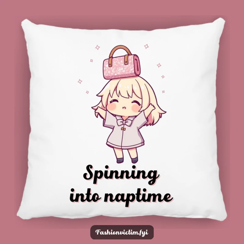 Funny Pillow: Handbag Twirling Character for Cozy Comfort