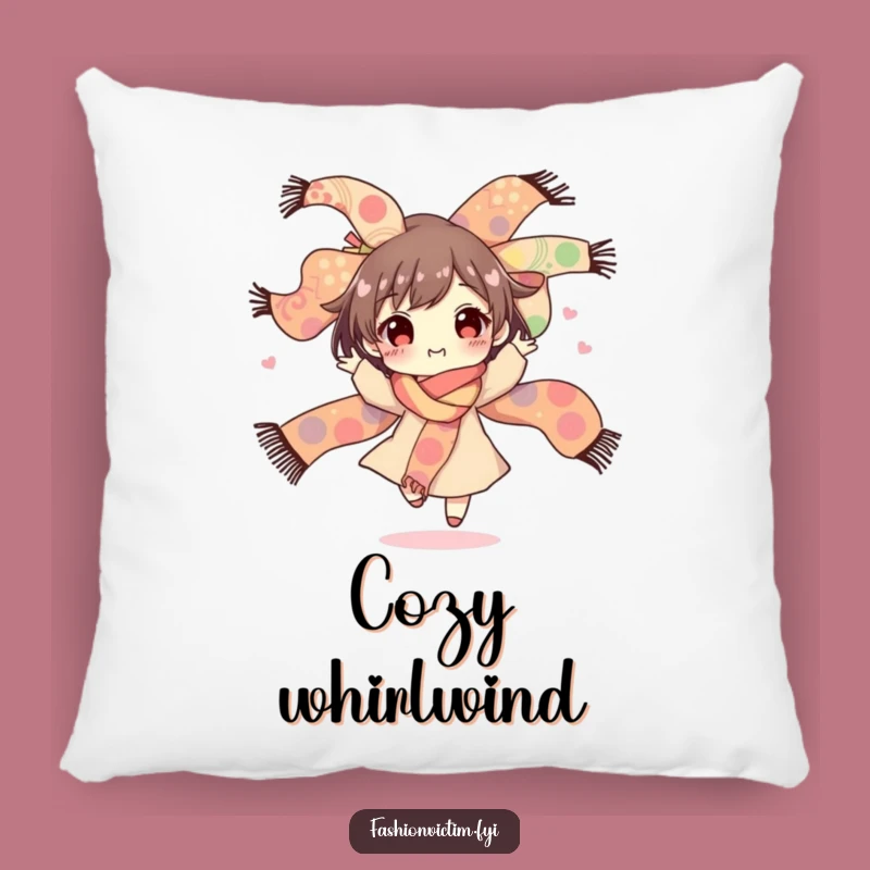 Funny Pillow: Snuggle Up with a Happy Spinner and Patterned Scarves