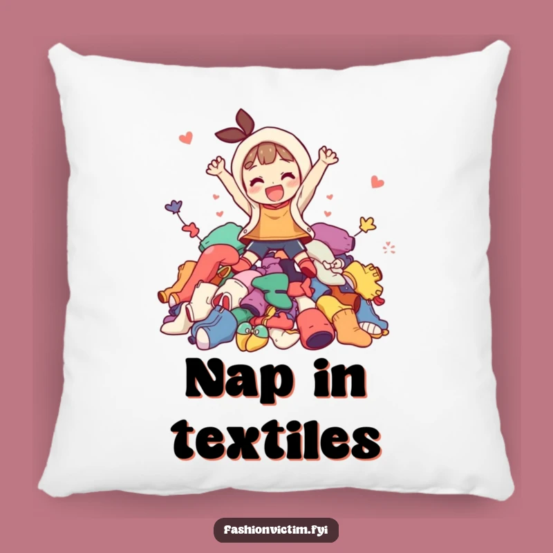 Funny Pillow: Snuggle Up with a Joyful Jumper and a Pile of Clothes