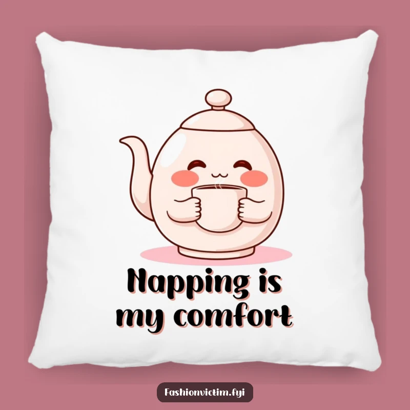 Funny Shy Teapot Pillow, Huggable Comfort with a Blushing Character!