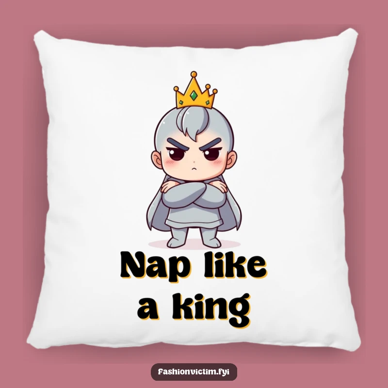 Funny Royal Pout Pillow: Cozy Crowned Attitude, Comfy and Hilarious Decor