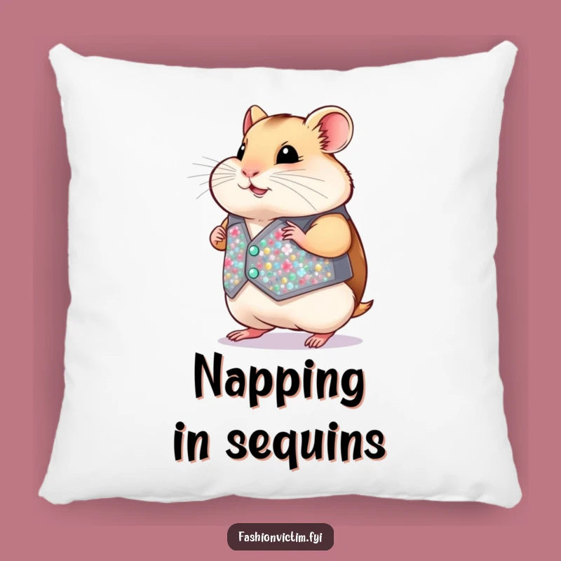 Cute Hamster Vest Pillow: Soft & Funny Tiny Sequined Accent - Cozy Gift