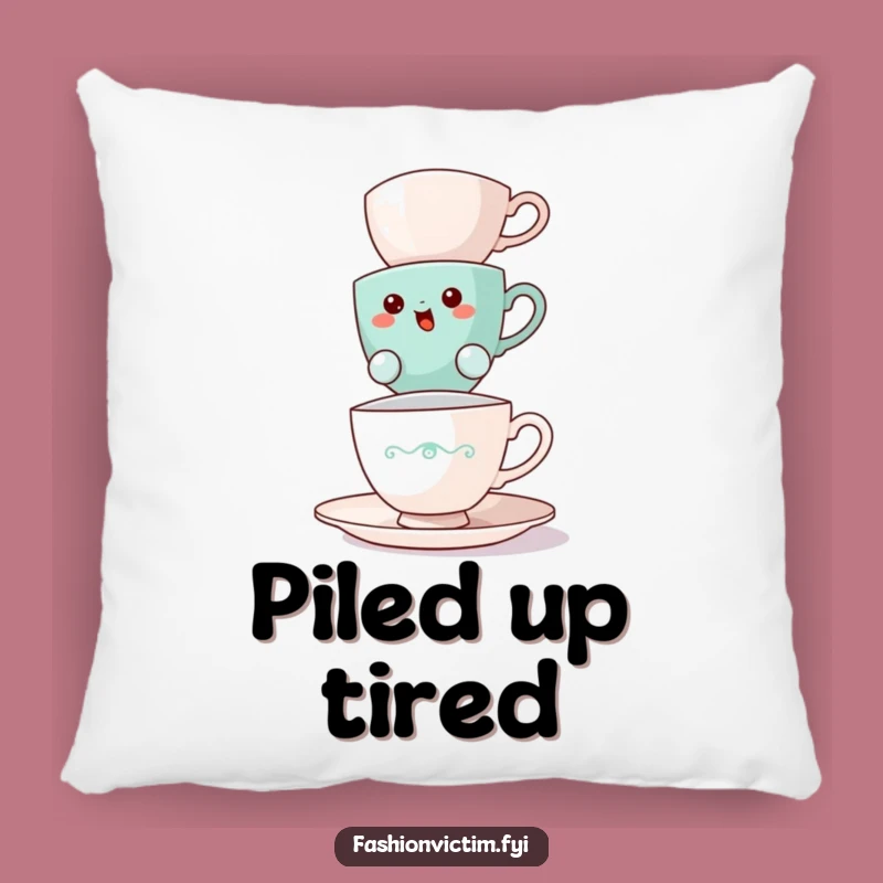Funny Teacup Balancing Pillow: Cozy Comfort with Precarious Tea Time Amusements
