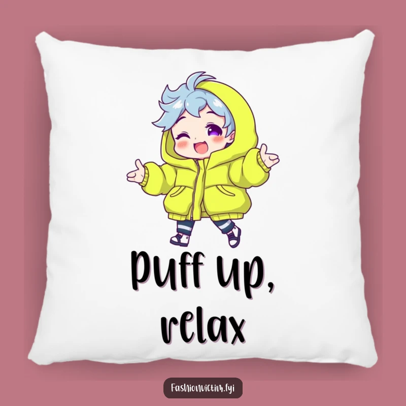 Soft Funny Neon Puffy Jacket Pillow. Cozy up with vibrant style.