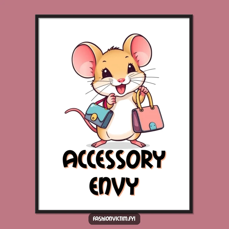 Funny Tiny Mouse Designer Handbag Digital Art: Instant Whimsy for Your Walls