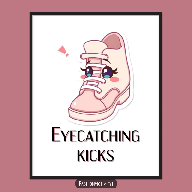 Funny Digital Art Print: The Winking Shoe Surprise - Whimsical Encounter