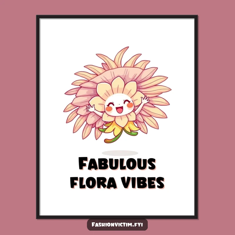 Funny Flower Hat Digital Print - Instant Whimsical Wall Art Gift