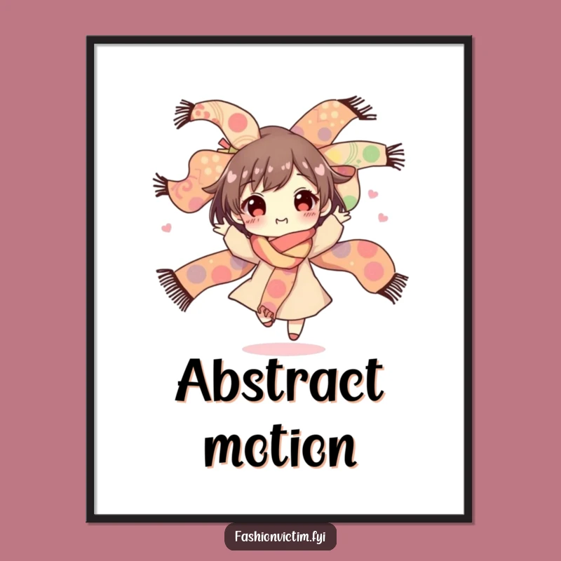 Funny Digital Art Print: Happy Spinner's Wild Scarf Bouquet Celebration