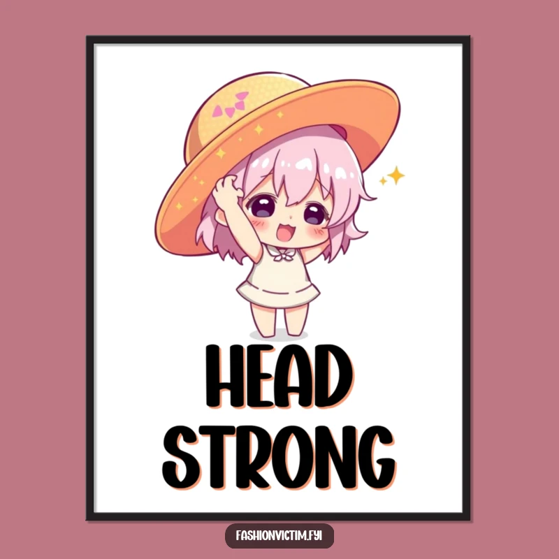 Funny Hat Extravaganza Digital Art: Character with Giant Sequin Hat, Instant Funny Gift