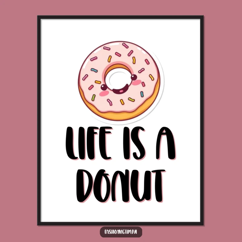 Funny Kawaii Donut Digital Art - Instant Sweetness for Your Walls!