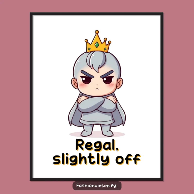 Funny Royal Pout Digital Print: Tiny Crown Attitude, Instant Artistic Humor