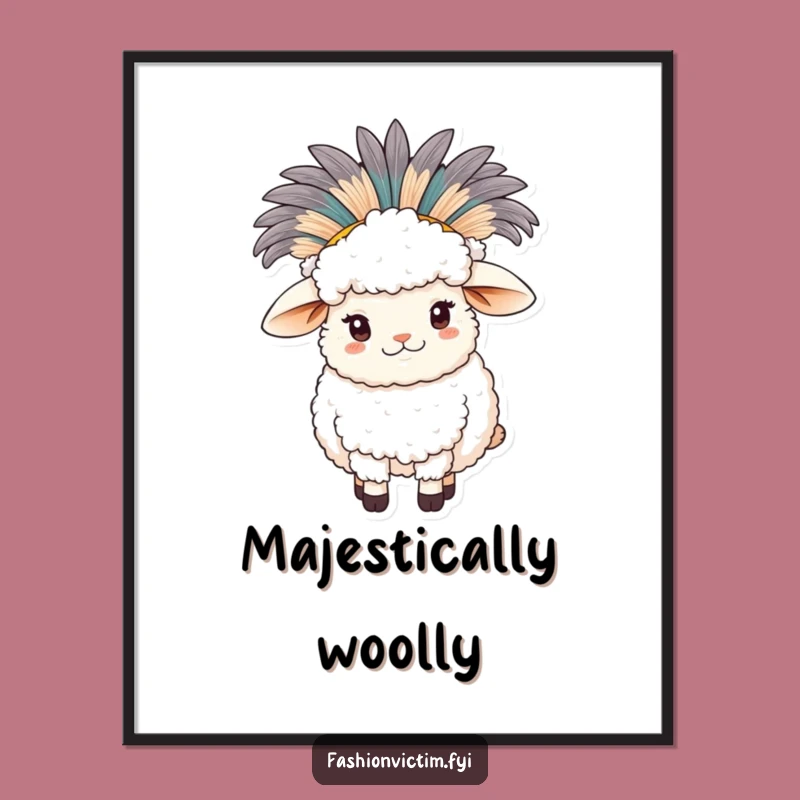 Funny Sheep Feather Hat Digital Art Print: Instant Whimsy for Your Walls