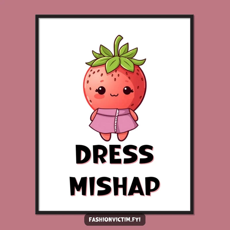 Funny Shy Strawberry Ripped Dress Digital Art - Instant Humor Download