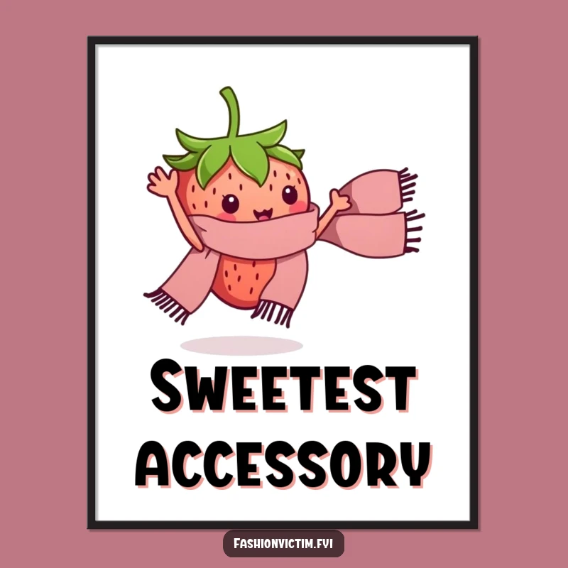 Funny Strawberry Scarf Digital Art - Hilarious Printable for Instant Cuteness!