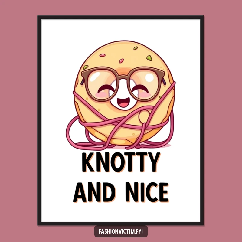 Funny Giggling Doughnut Glasses Yarn Digital Art - Instant Download Art