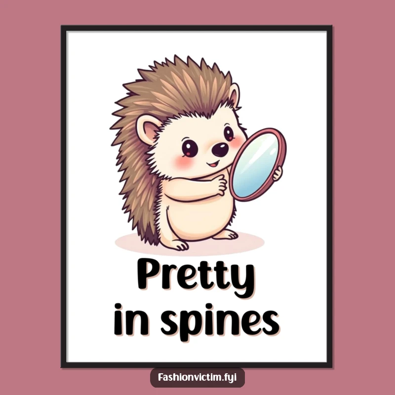 Funny Hedgehog Mirror Digital Art: Instant Charm for Your Walls