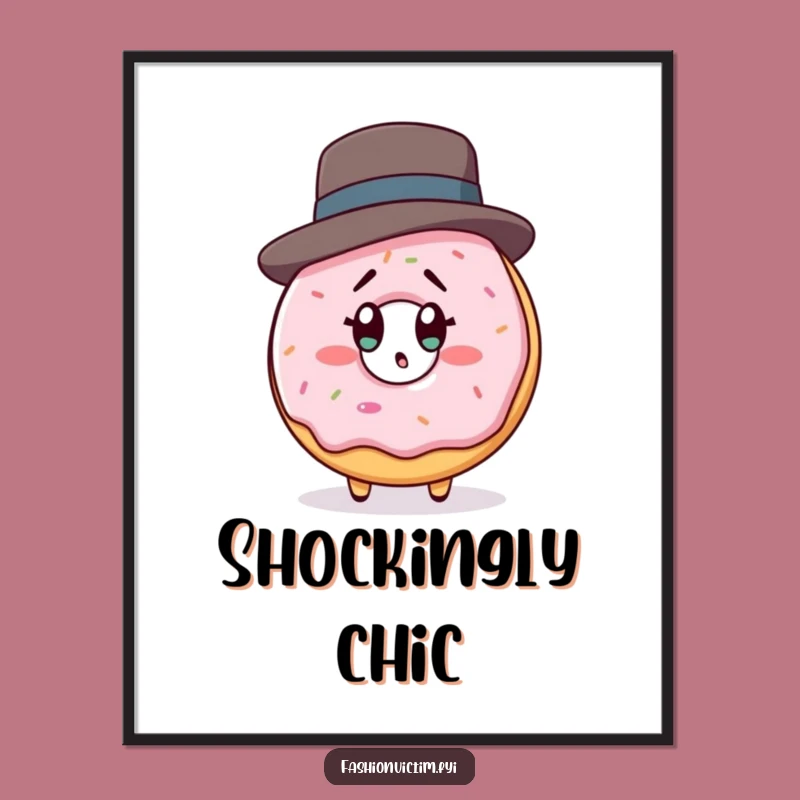 Funny Donut Shocked Digital Art Print: Hilarious Pastry Vanity Download Gift