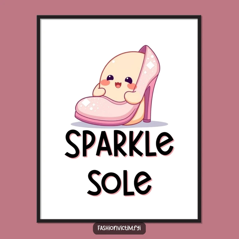 Funny Sparkly Shoe Digital Art: Bring Glamorous Humor to Your Walls