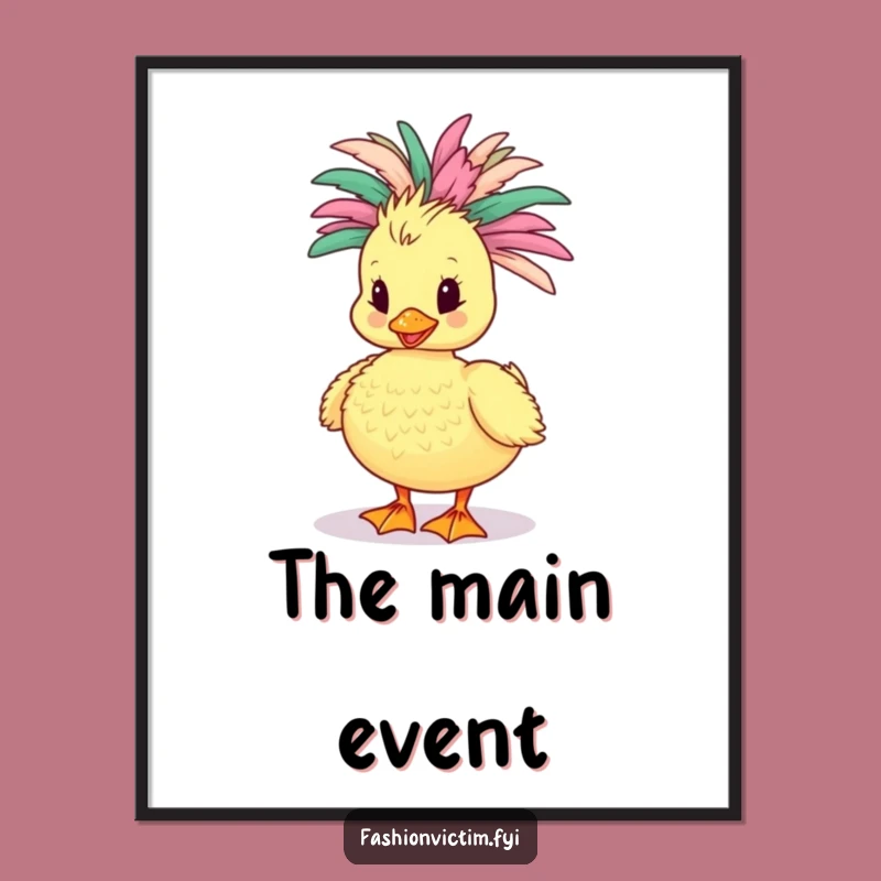 Funny Duckling Boa Digital Art: Flamboyant Feathered Friend Print - Instant Gift