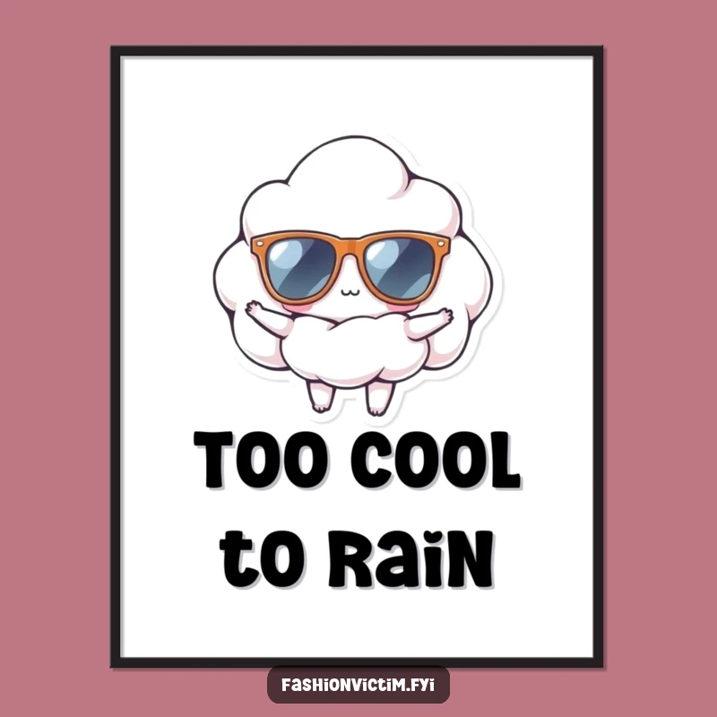 Funny Cloud Sunglasses Digital Art: Confident Character for Instant Decor